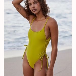Free People Movement Gnash Swim String Lime Green One-Piece Swimsuit Large